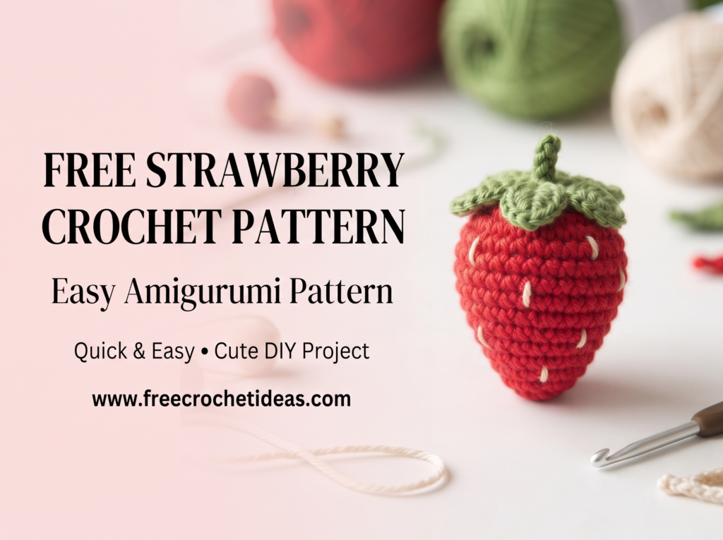 Free strawberry crochet pattern with easy step-by-step instructions. Make a cute strawberry amigurumi perfect for gifts, keychains, and decor.